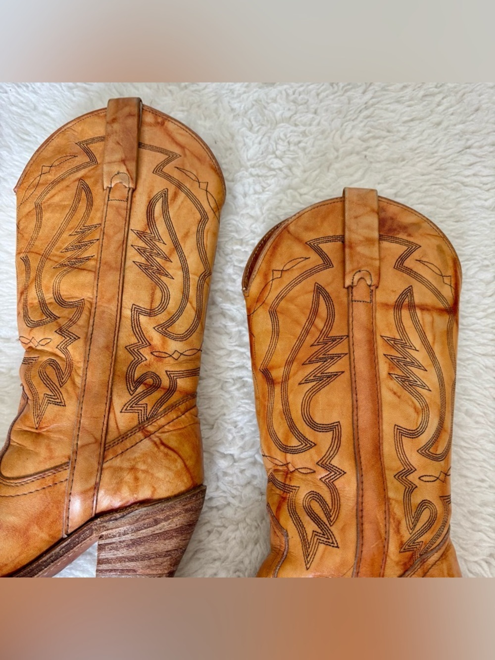 Miss Capezio Vintage Cognac Marble Leather Women’s Western Cowboys boots 5.5 M - Picture 10 of 16